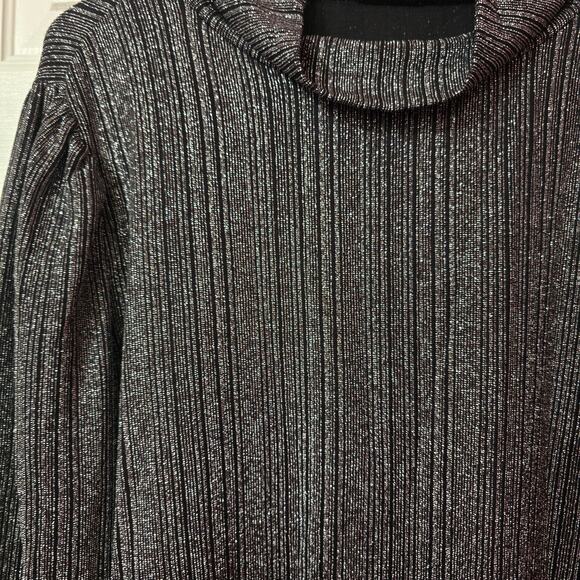 Tommy Hilfiger Cowl Neck Metallic Shiny Holiday Sweater - Picture 4 of 6